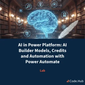 Glowing AI brain with tech icons in a library setting
