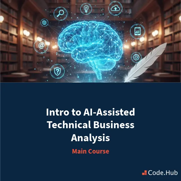 AI brain graphic for technical business analysis course